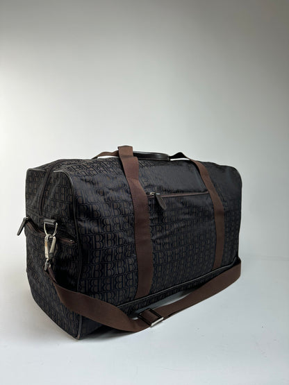 Vintage Balmain BB Monogram Canvas Duffle Bag Late 1990s Dark Brown