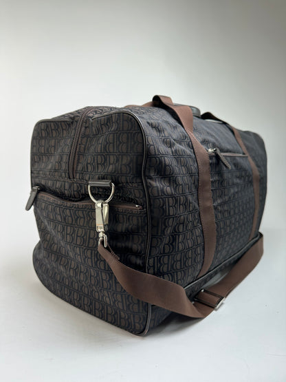 Vintage Balmain BB Monogram Canvas Duffle Bag Late 1990s Dark Brown