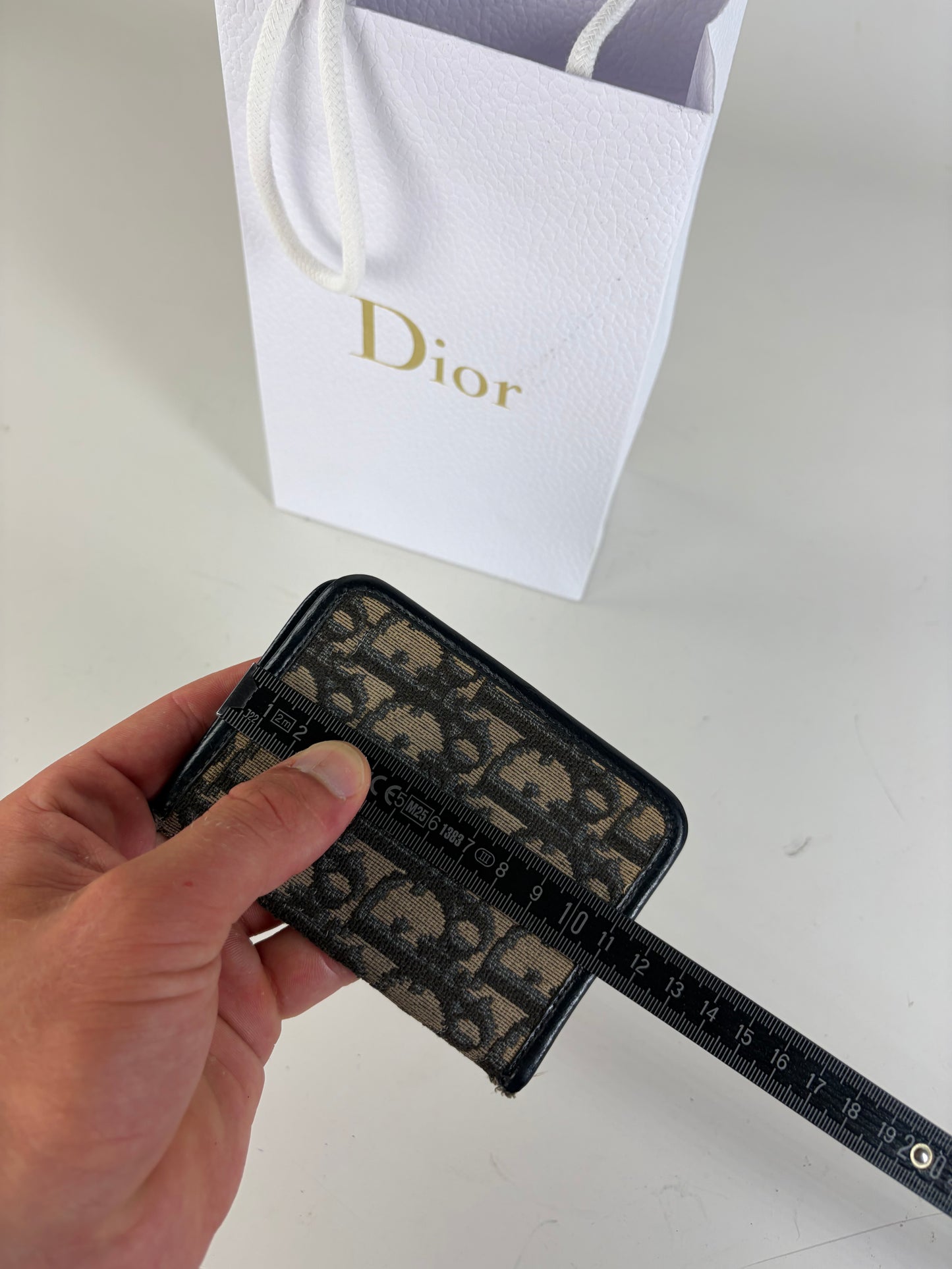 Vintage Dior Oblique Canvas Card Holder Beige Black Gold
