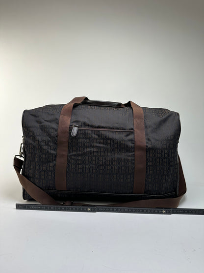 Vintage Balmain BB Monogram Canvas Duffle Bag Late 1990s Dark Brown