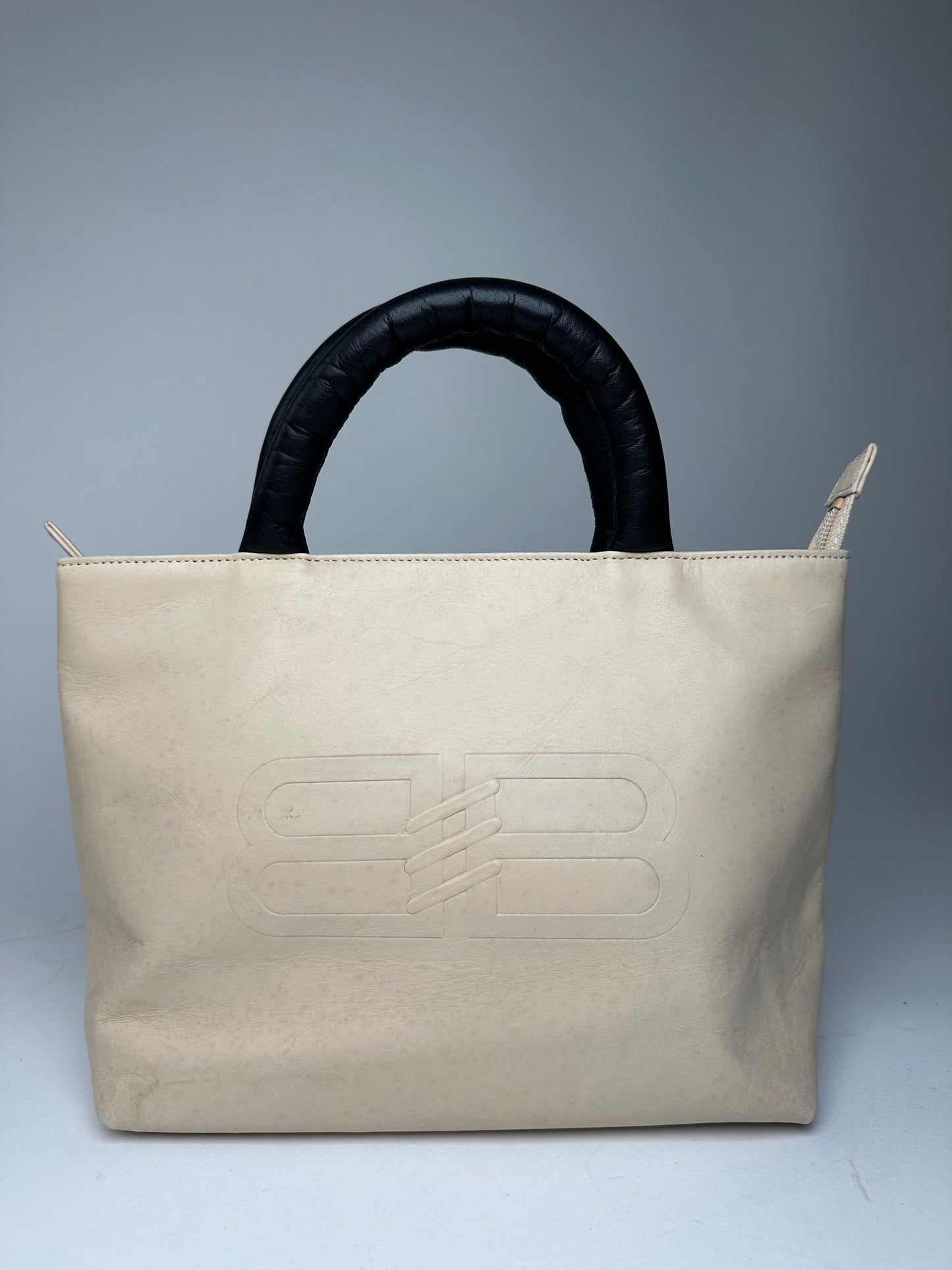 Vintage Balenciaga Leather Handbag Beige Black