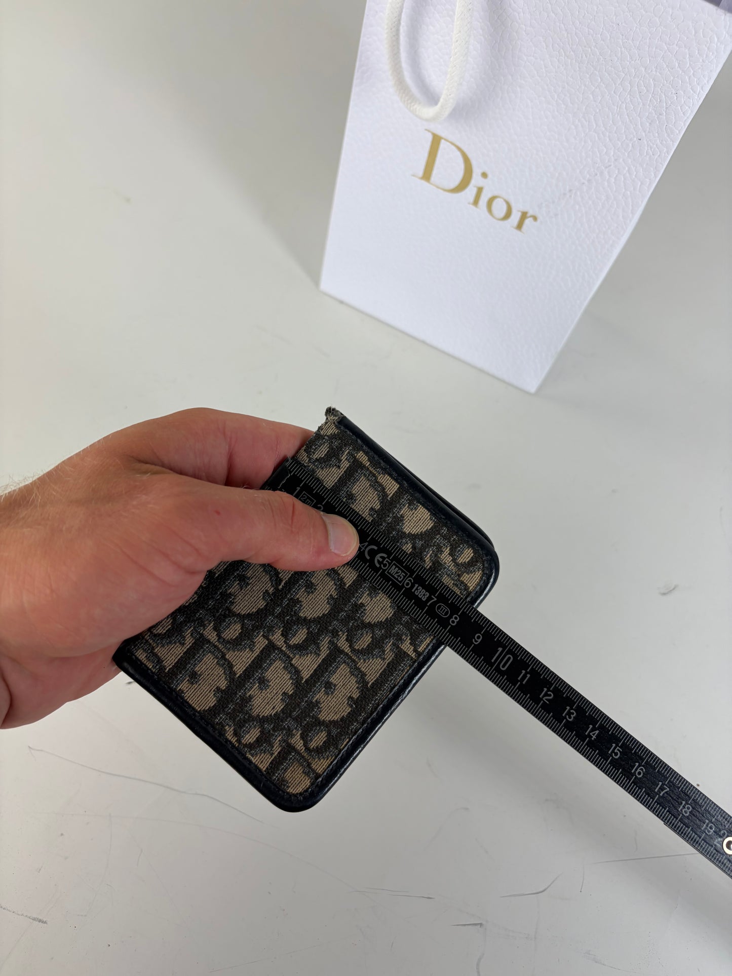 Vintage Dior Oblique Canvas Card Holder Beige Black Gold