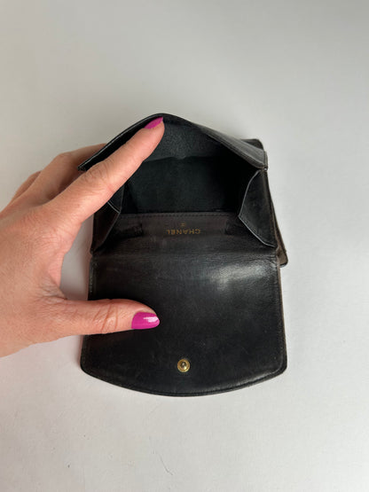 Vintage Chanel CC Leather Wallet Black