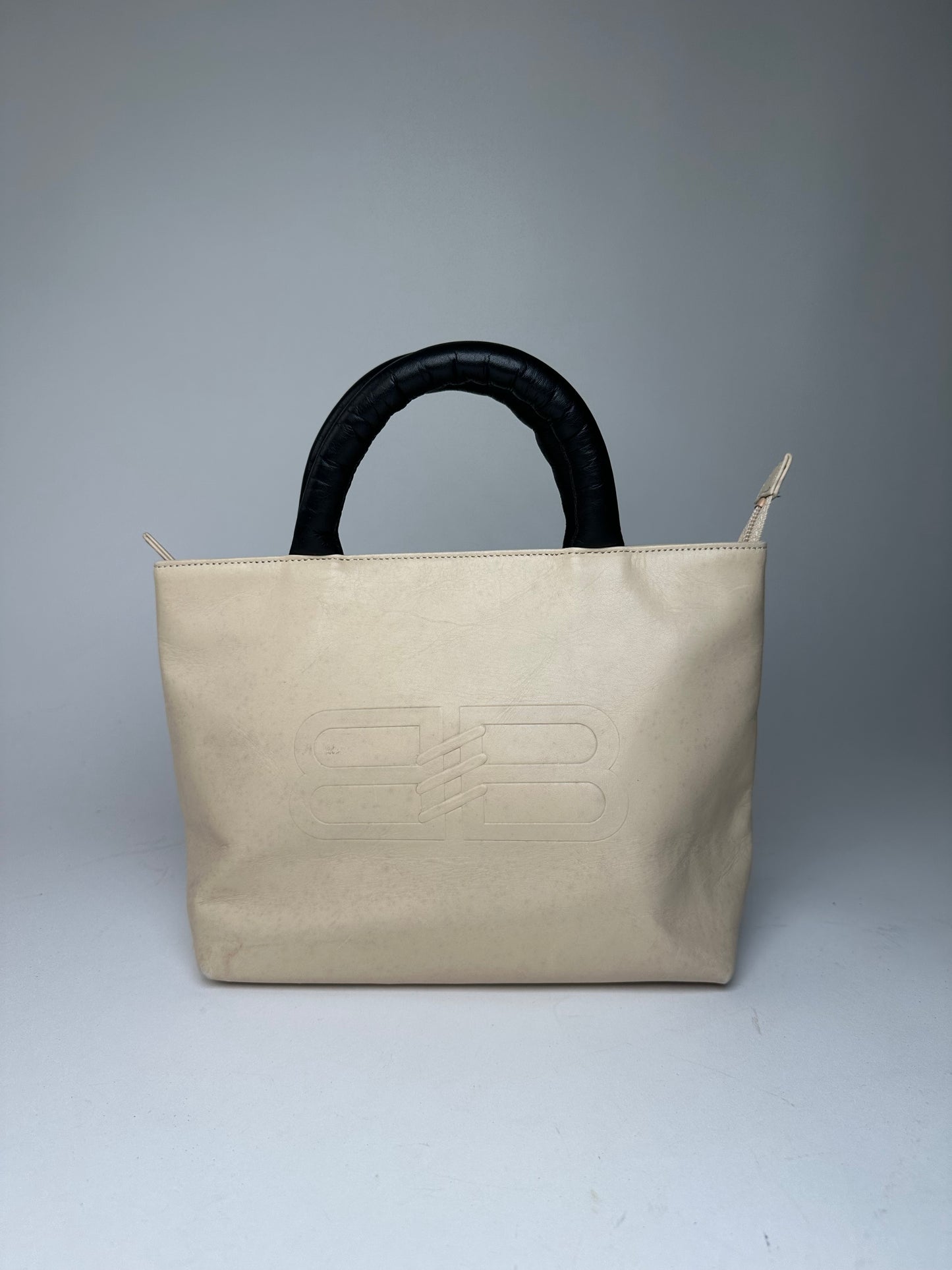 Vintage Balenciaga Leather Handbag Beige Black