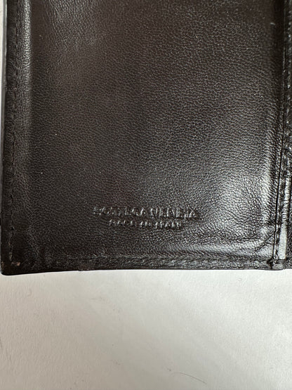 Vintage Bottega Veneta Woven Leather Wallet Black Silver
