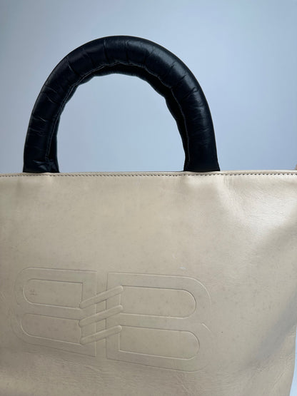 Vintage Balenciaga Leather Handbag Beige Black
