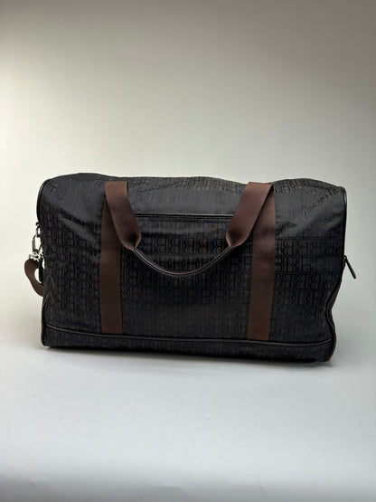 Vintage Balmain BB Monogram Canvas Duffle Bag Late 1990s Dark Brown