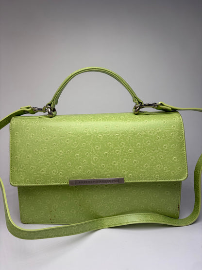 Vintage Roberto Embossed Leather Flap Crossbody Bag Early 2000s Light Green