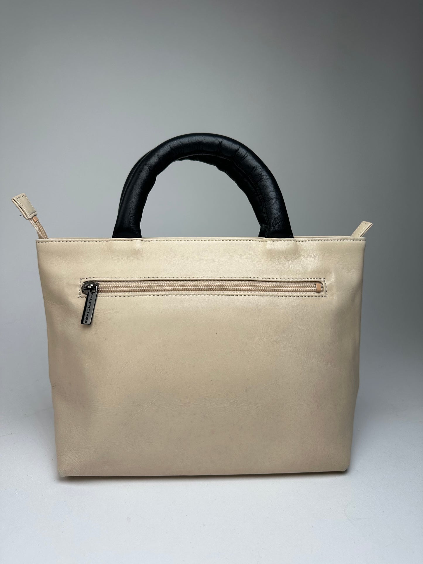 Vintage Balenciaga Leather Handbag Beige Black
