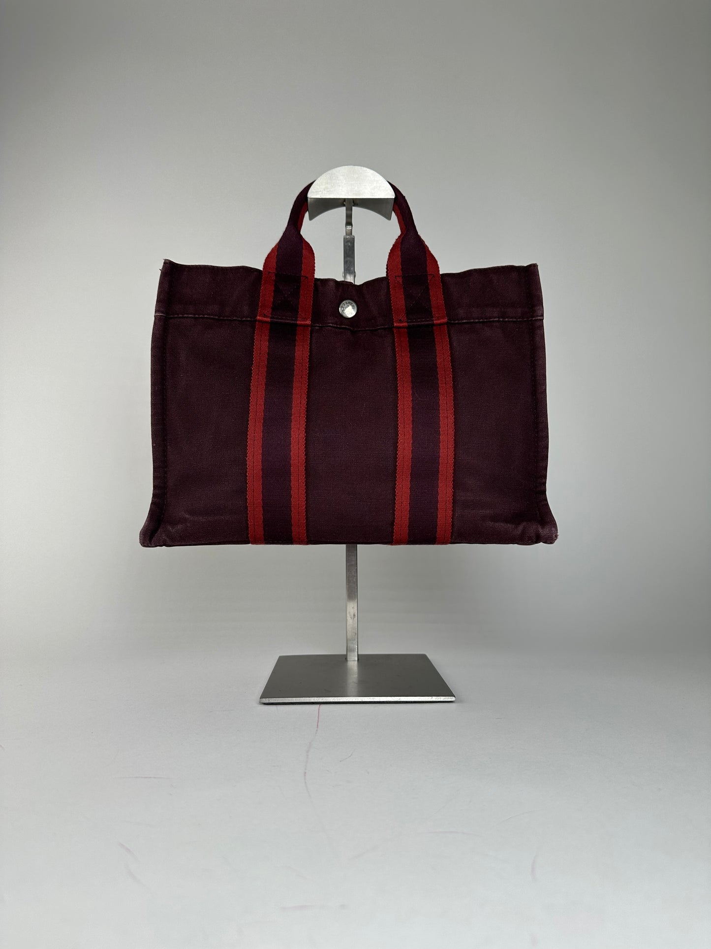 Vintage Hermes Canvas Mini Tote Bag Purple Red