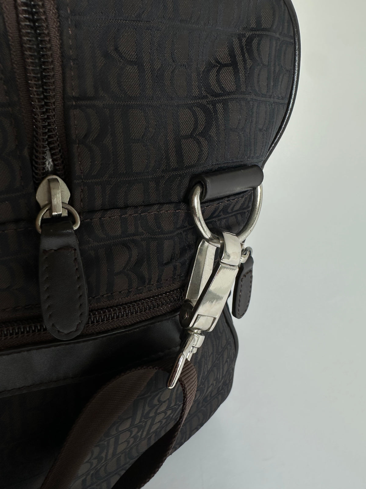 Vintage Balmain BB Monogram Canvas Duffle Bag Late 1990s Dark Brown