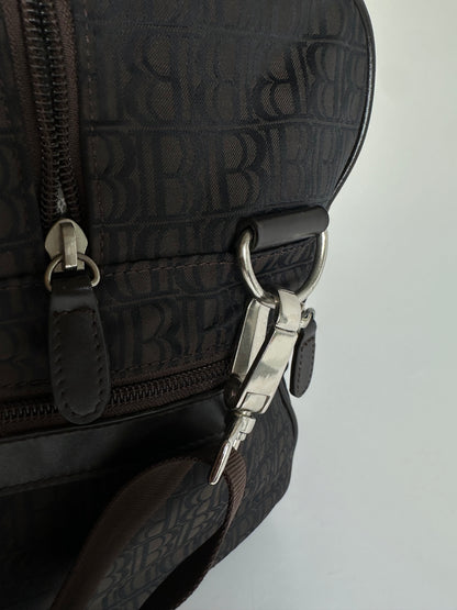Vintage Balmain BB Monogram Canvas Duffle Bag Late 1990s Dark Brown