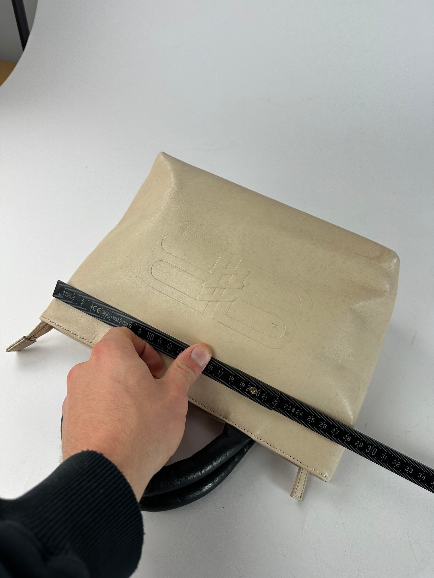 Vintage Balenciaga Leather Handbag Beige Black