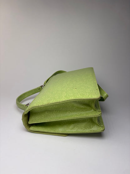 Vintage Roberto Embossed Leather Flap Crossbody Bag Early 2000s Light Green