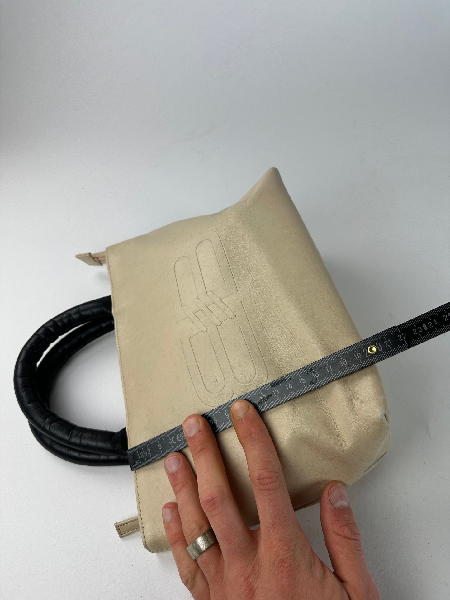 Vintage Balenciaga Leather Handbag Beige Black