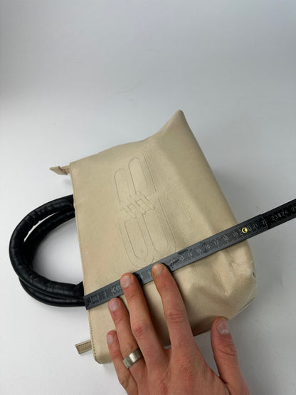 Vintage Balenciaga Leather Handbag Beige Black