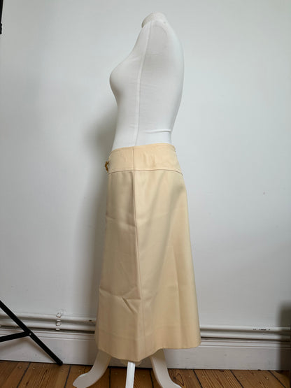 Vintage Celine Wool Skirt Cream Gold Chain M