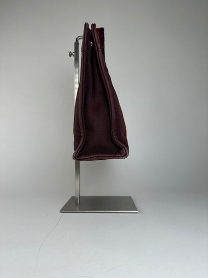 Vintage Hermes Canvas Mini Tote Bag Purple Red