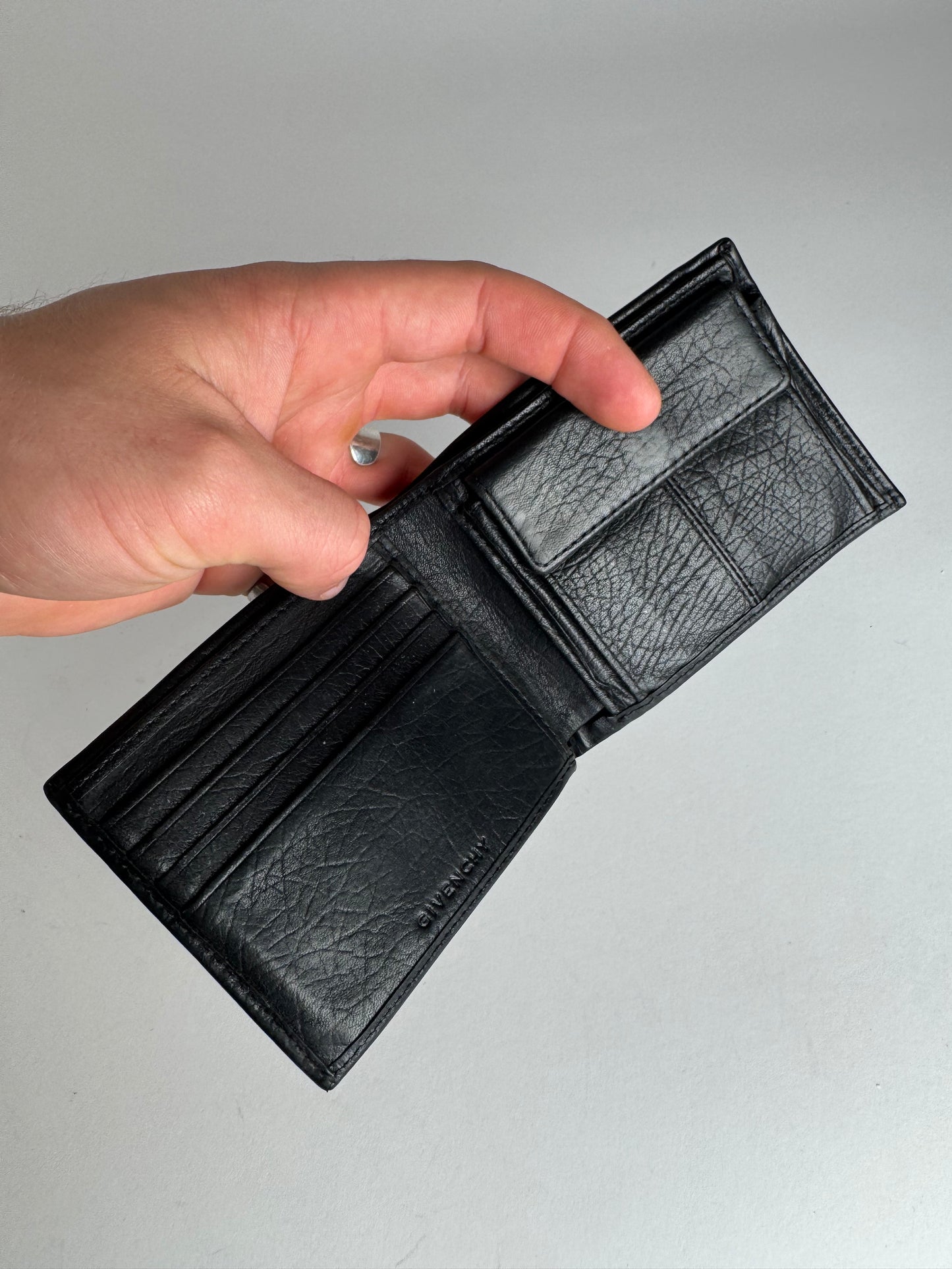 Vintage Givenchy Flapable Leather Logo Wallet Black