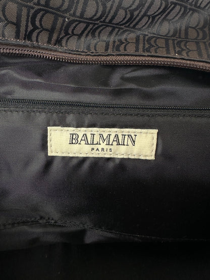 Vintage Balmain BB Monogram Canvas Duffle Bag Late 1990s Dark Brown