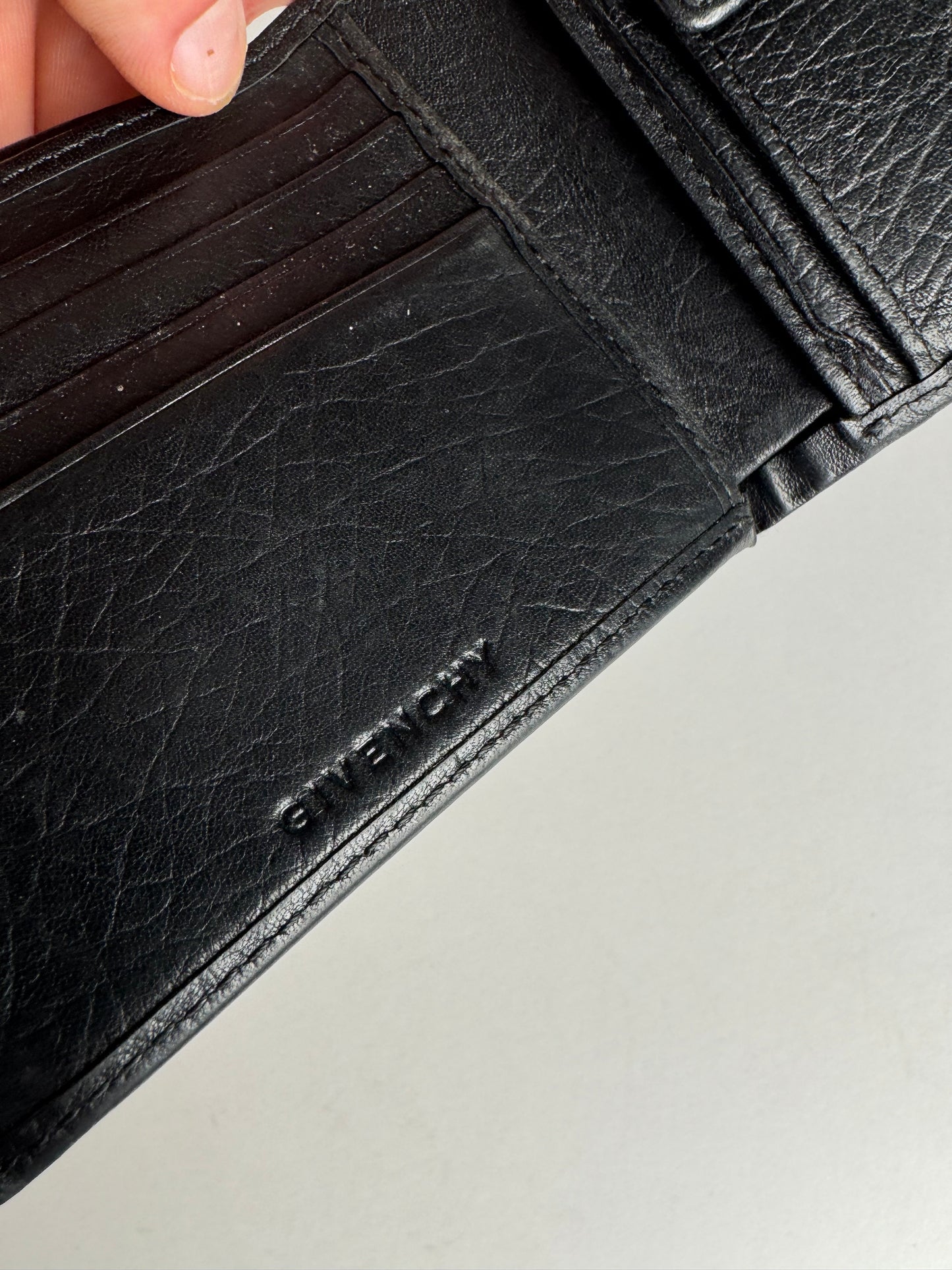 Vintage Givenchy Flapable Leather Logo Wallet Black