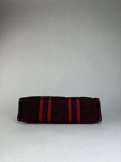 Vintage Hermes Canvas Mini Tote Bag Purple Red