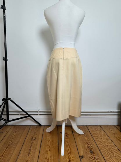 Vintage Celine Wool Skirt Cream Gold Chain M