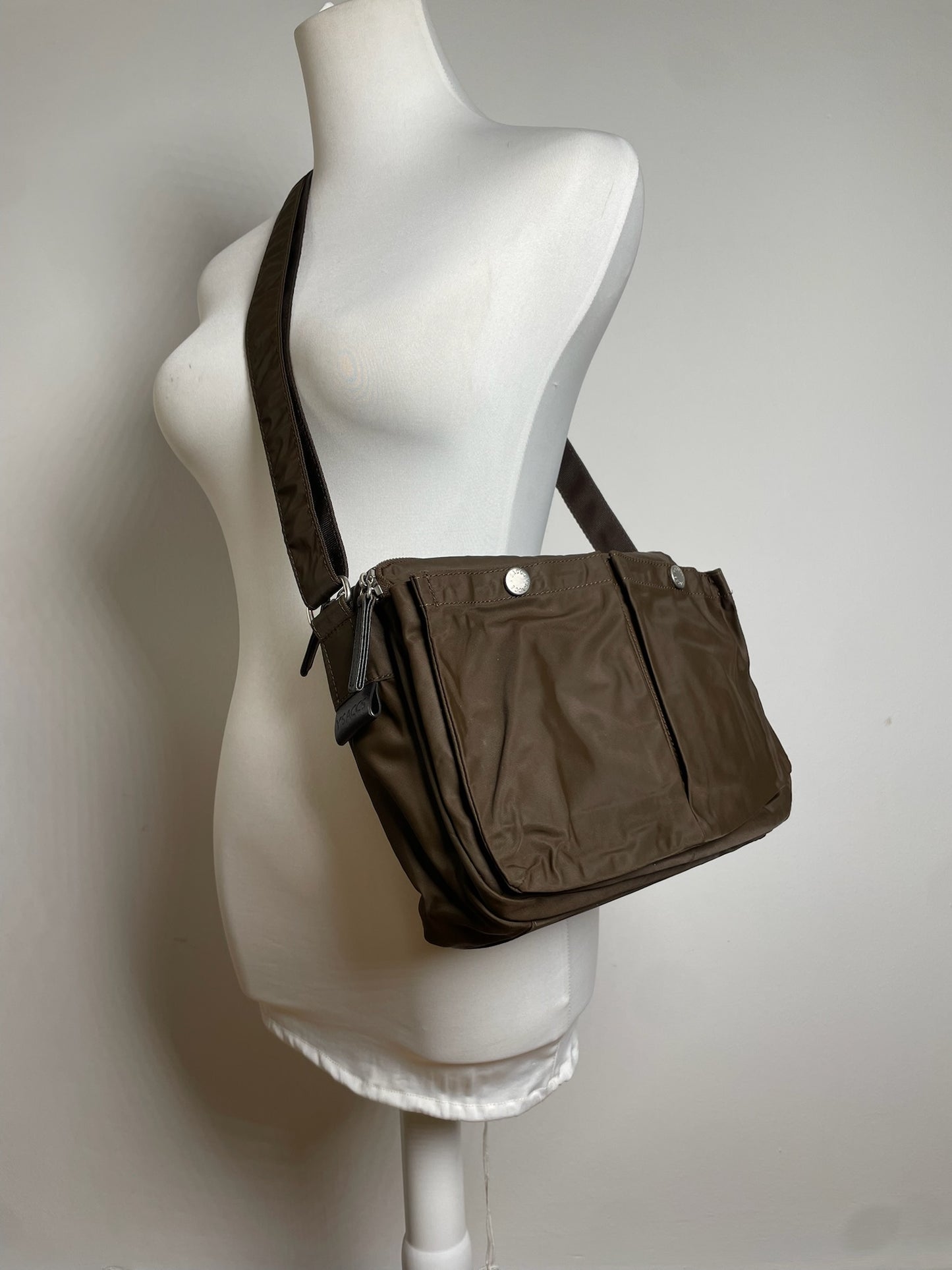 Vintage Yohji Yamamoto Y Saccs Polyester Leather Multiway Bag Khaki Brown