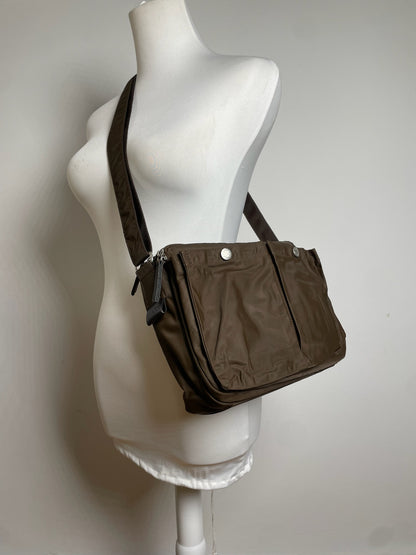 Vintage Yohji Yamamoto Y Saccs Polyester Leather Multiway Bag Khaki Brown