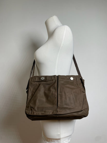 Vintage Yohji Yamamoto Y Saccs Polyester Leather Multiway Bag Khaki Brown