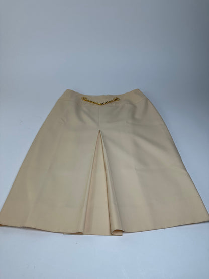 Vintage Celine Wool Skirt Cream Gold Chain M
