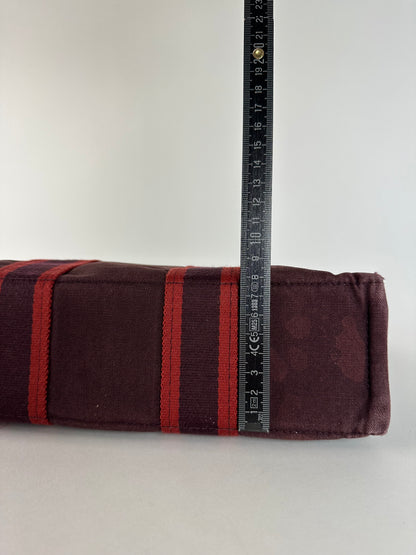 Vintage Hermes Canvas Mini Tote Bag Purple Red