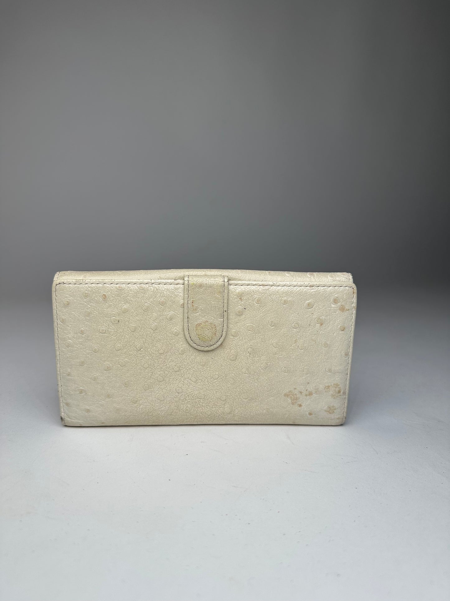 Vintage Gianni Versace Ostrich Leather Long Wallet Beige