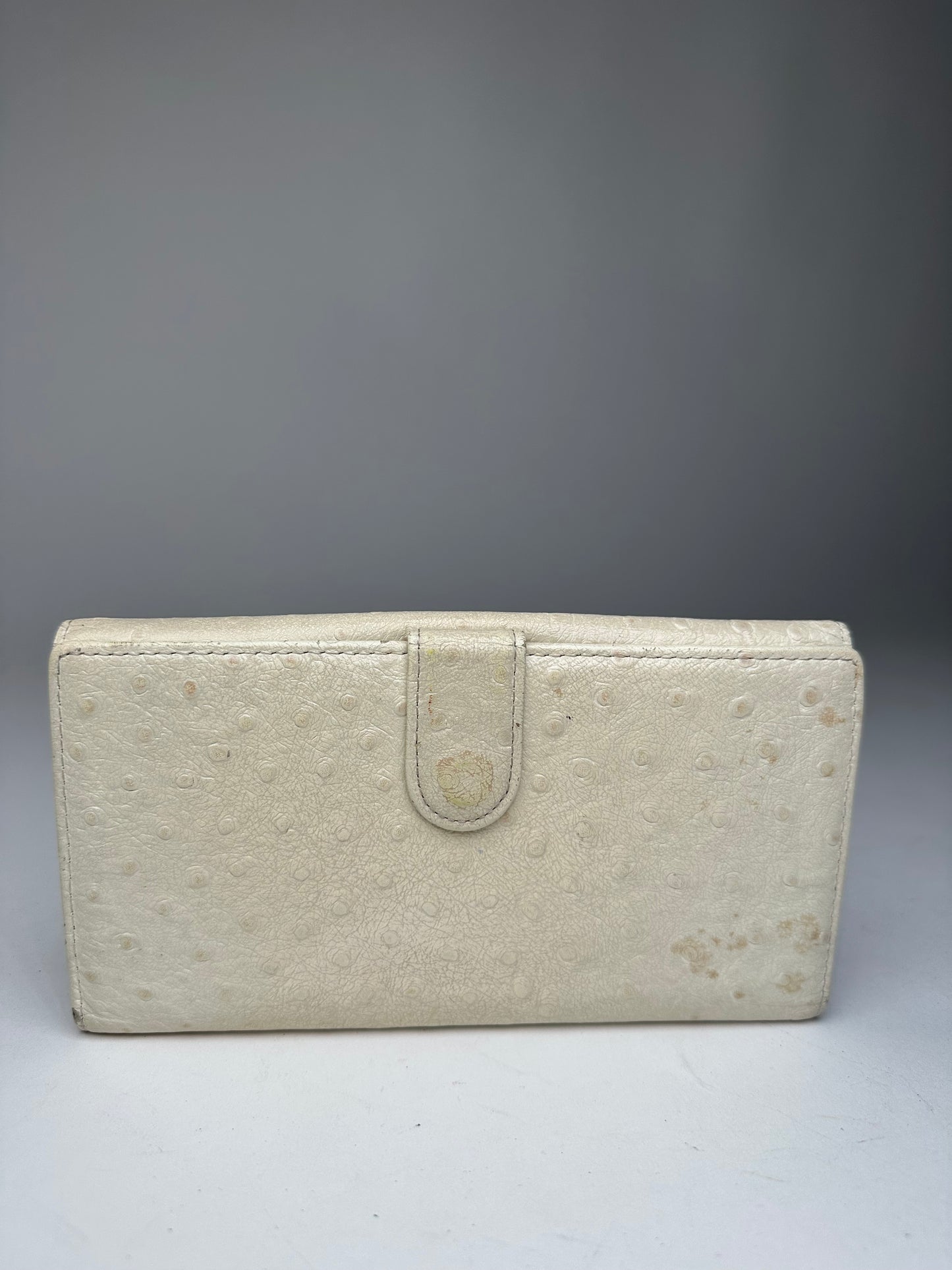 Vintage Gianni Versace Ostrich Leather Long Wallet Beige