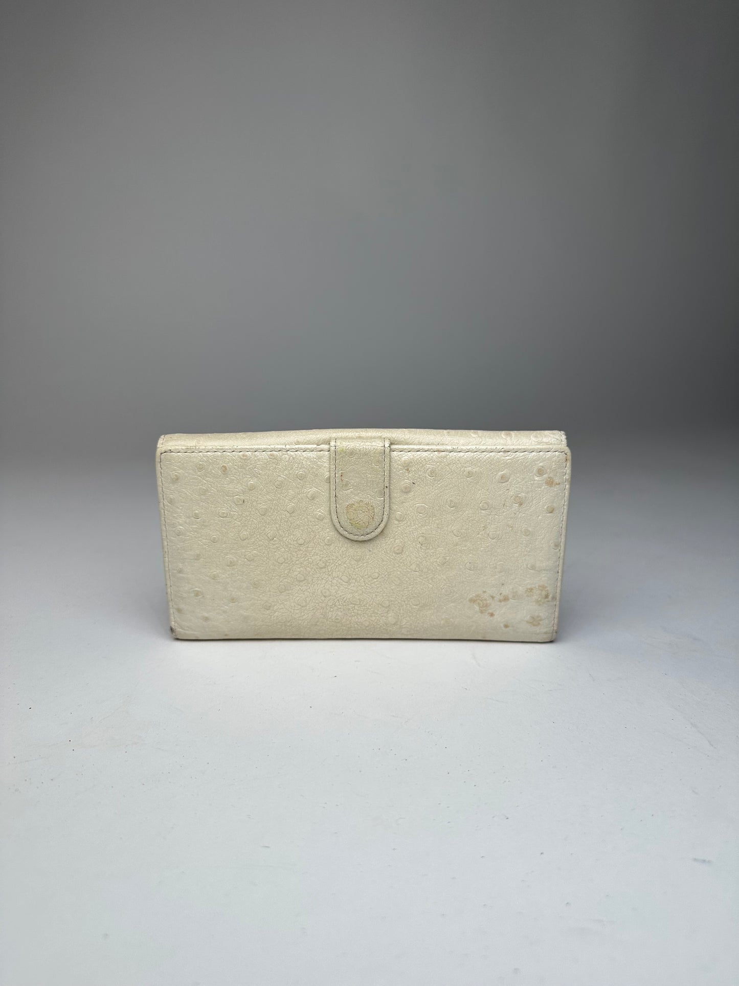 Vintage Gianni Versace Ostrich Leather Long Wallet Beige