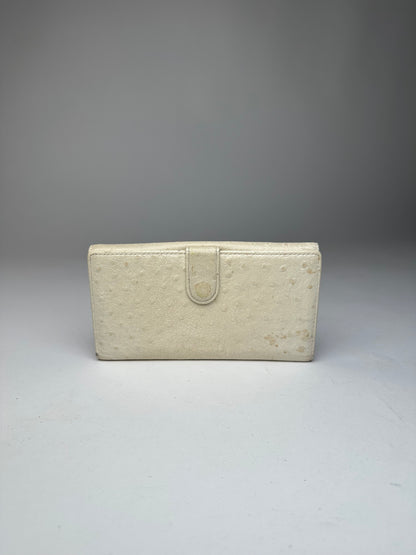 Vintage Gianni Versace Ostrich Leather Long Wallet Beige