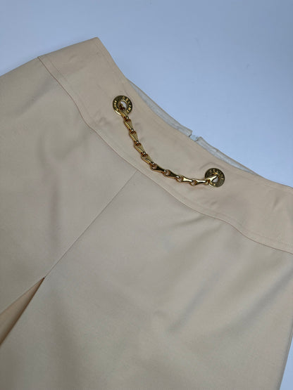 Vintage Celine Wool Skirt Cream Gold Chain M