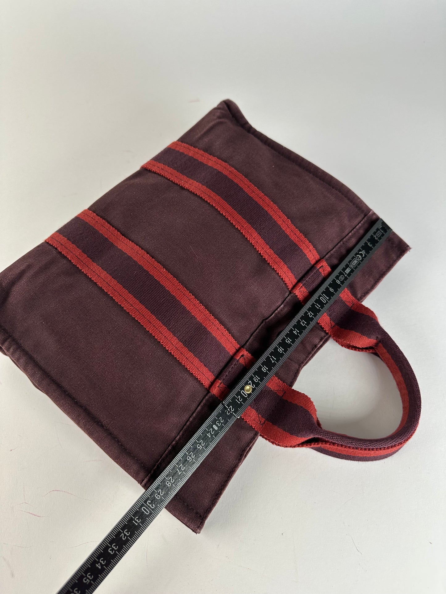 Vintage Hermes Canvas Mini Tote Bag Purple Red