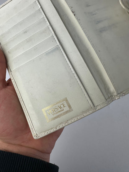 Vintage Gianni Versace Ostrich Leather Long Wallet Beige