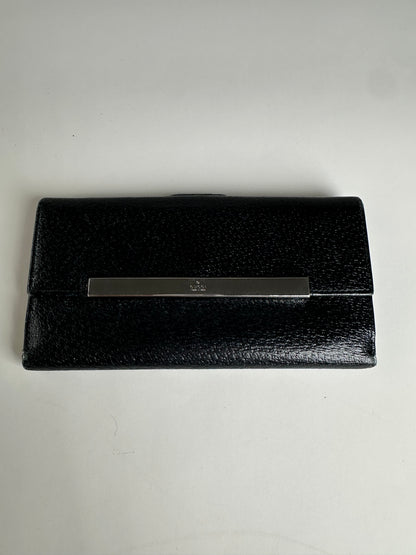Vintage Gucci Textured Leather Wallet Black Silver