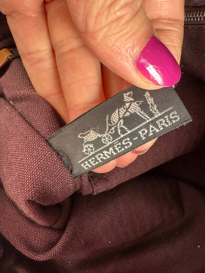 Vintage Hermes Canvas Mini Tote Bag Purple Red