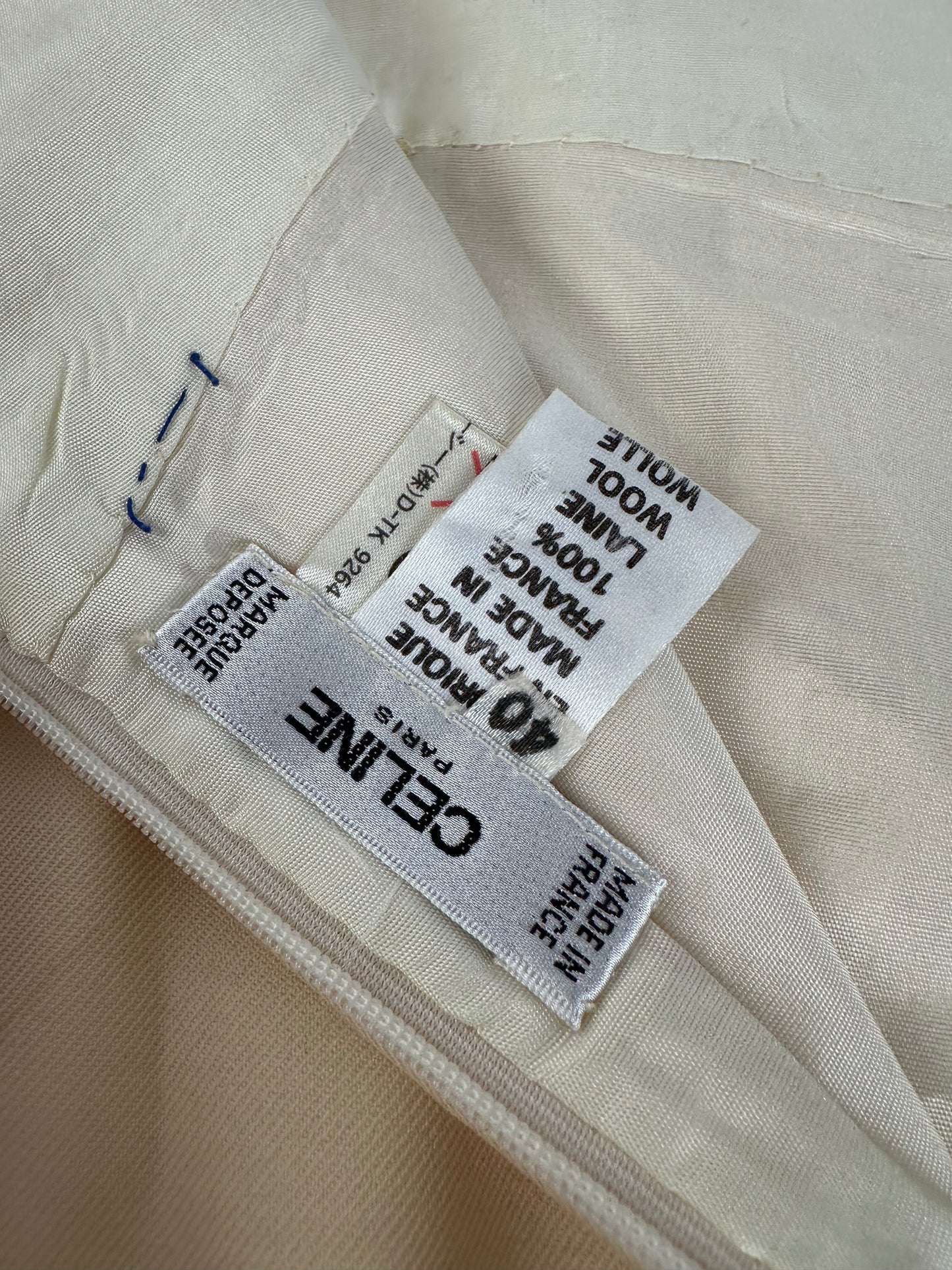 Vintage Celine Wool Skirt Cream Gold Chain M
