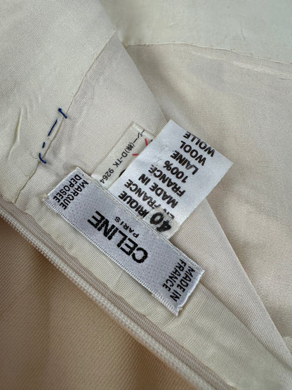 Vintage Celine Wool Skirt Cream Gold Chain M