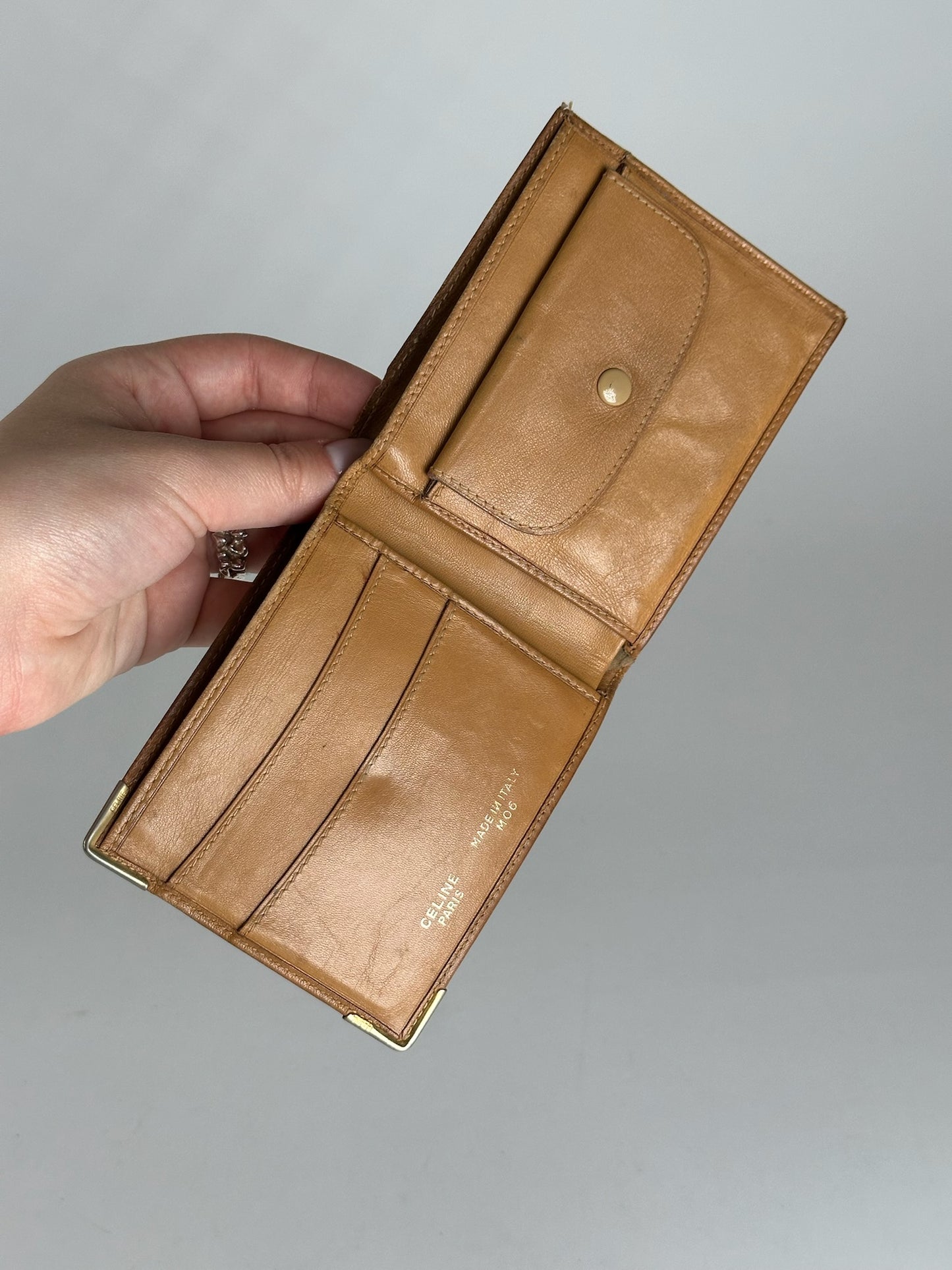 Vintage Celine Monogram leather Card Holder / Flapable Wallet