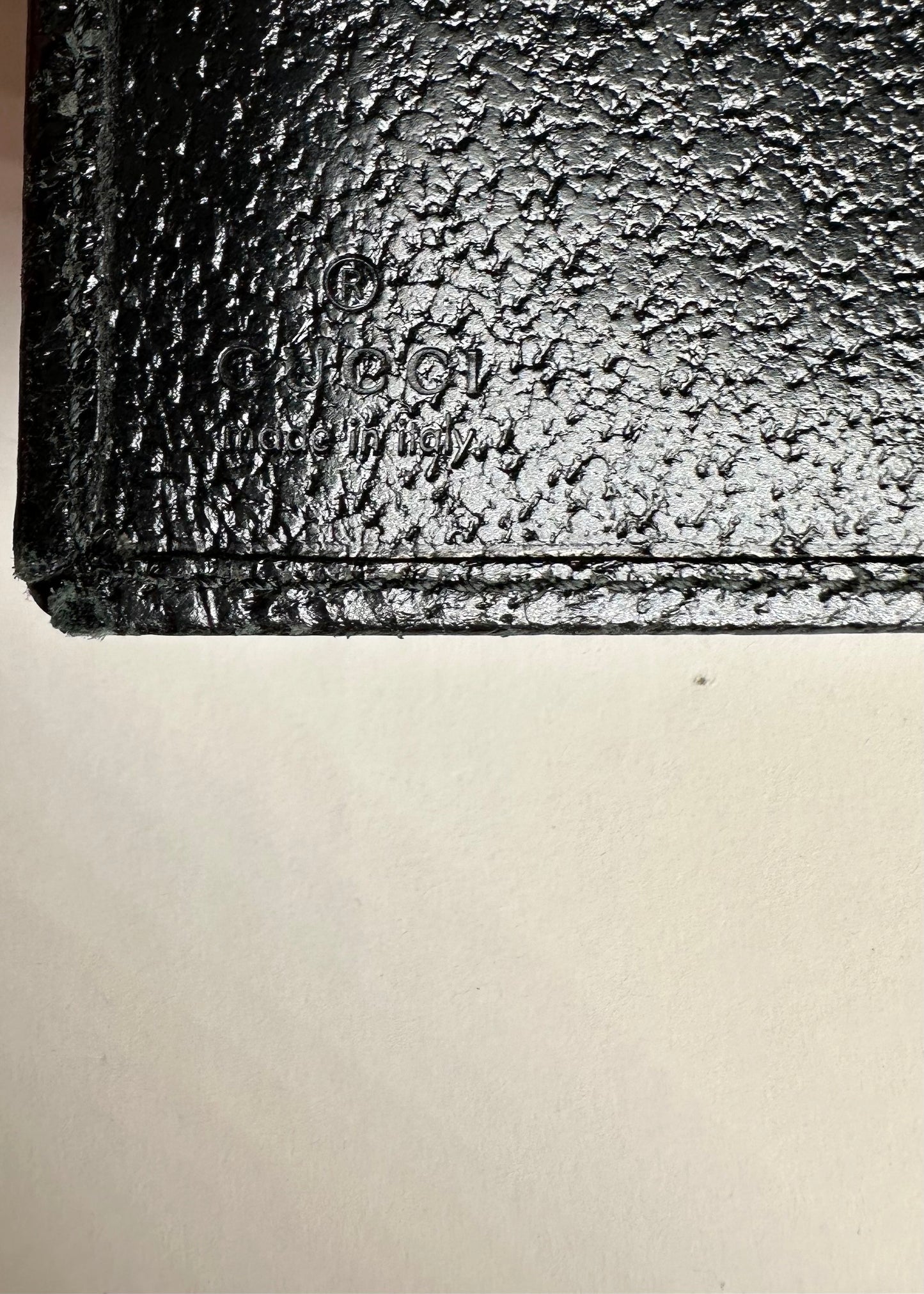 Vintage Gucci Textured Leather Wallet Black Silver