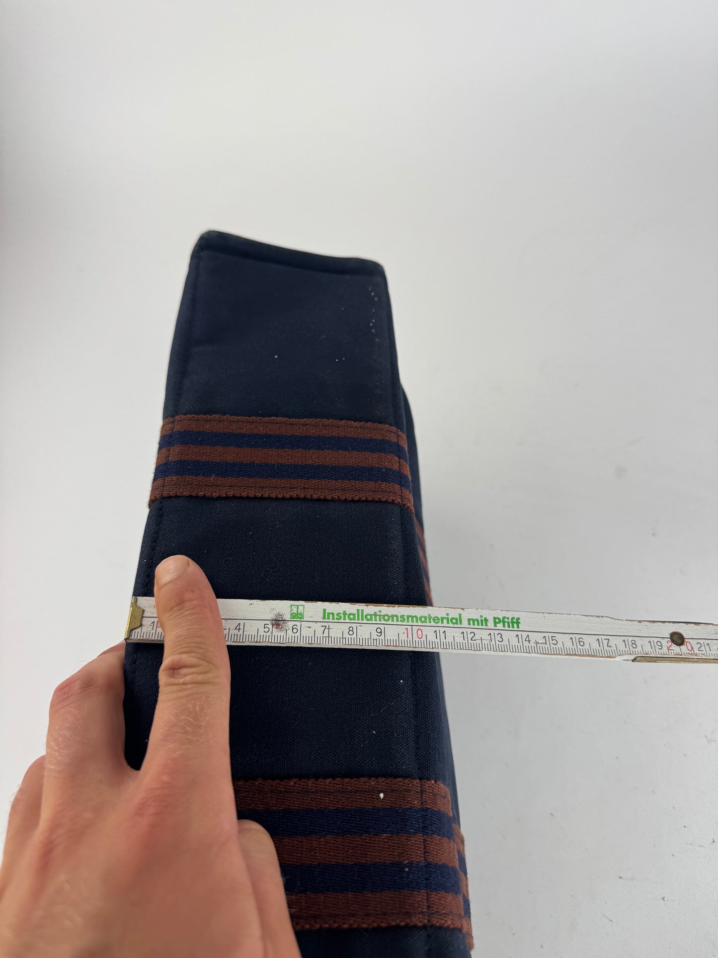 Sac cabas vintage Hermès en toile bleu marine rouge