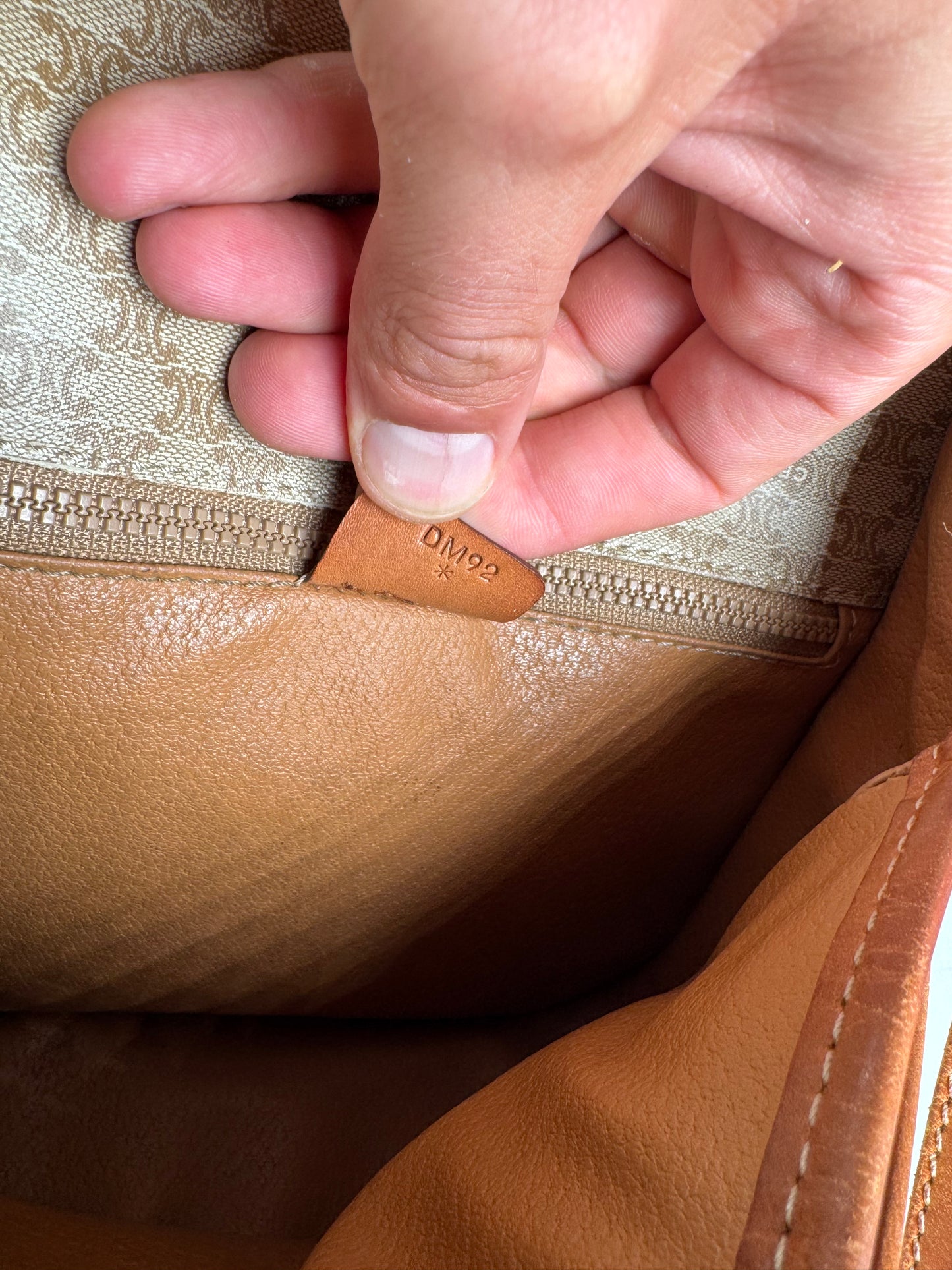 Sac bandoulière vintage Céline Triomphe Monogram beige vert marron