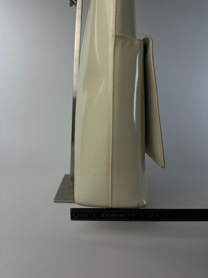Vintage Gucci Structured Leather Tote Late 1990s Cream