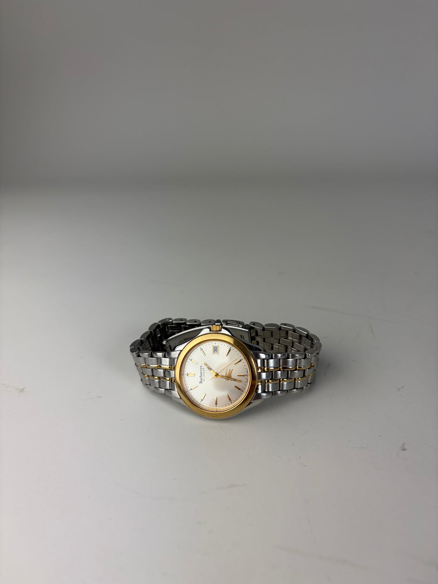 Vintage Burberry Two-Tone Bracelet Watch Silver Gold