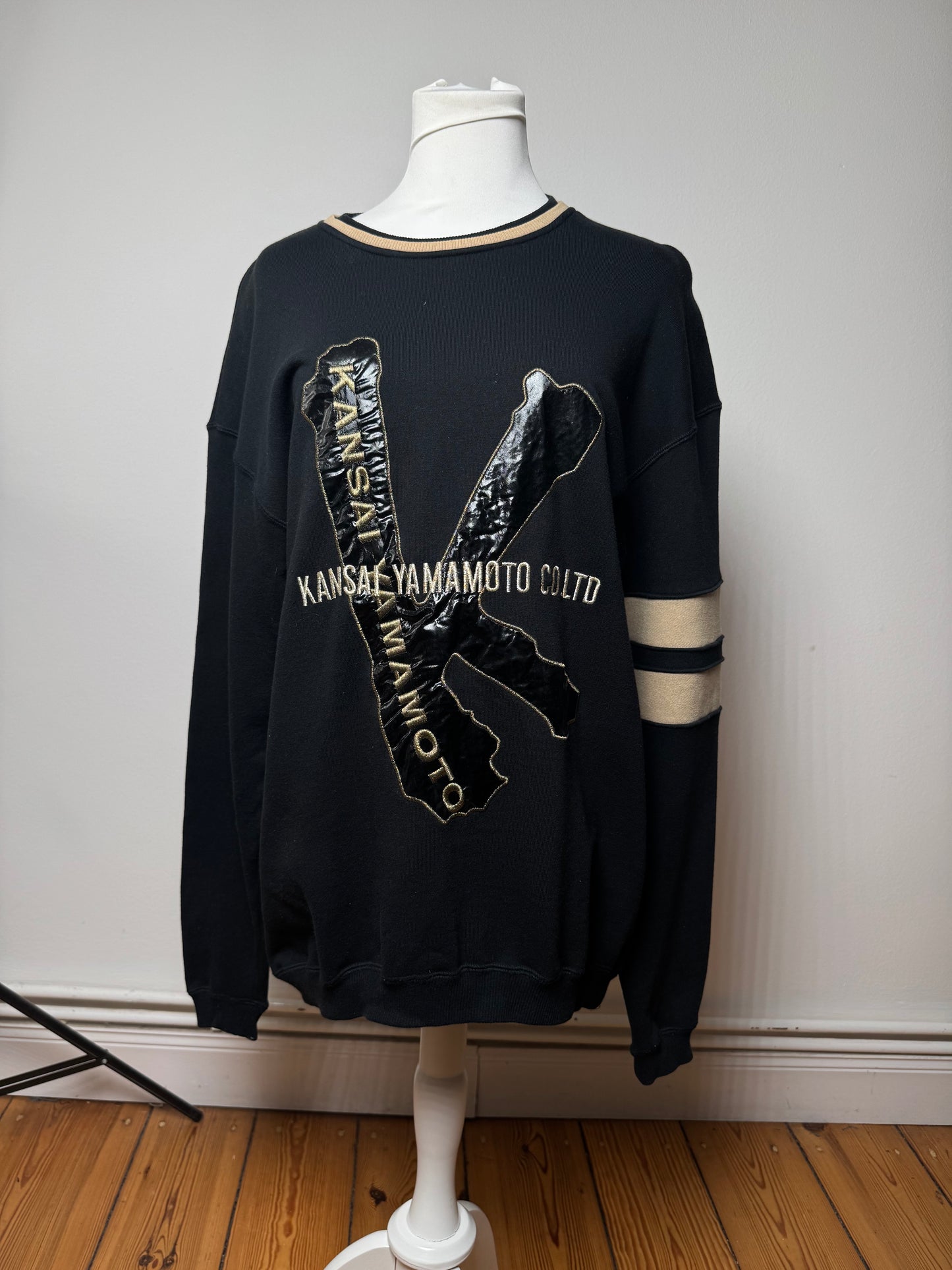 Vintage Kansai Yamamoto Crewneck Men’s Sweater Black Golden M/L